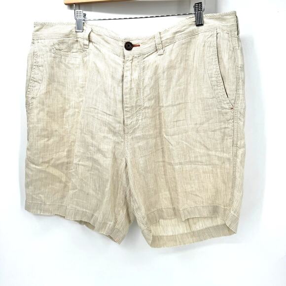 Tommy Bahama Shorts Mens 38 (40x7 ACTUAL) Linen Tan Striped Coastal RELAX - Picture 2 of 7
